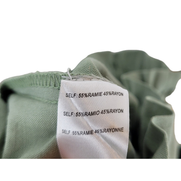 Whiteroom + Cactus Sage Green Wide Leg Cropped Paperbag Guacho Pull-On Pants - Picture 7 of 7